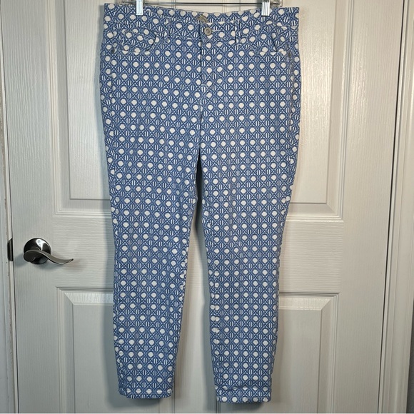 Tommy Bahama Skinny Ankle Jeans Sz 31 x 28 Violet Petal Blue White Print - Picture 2 of 13
